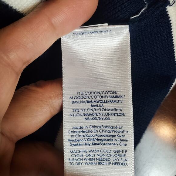 Chaps Navy Striped Zip Jacket Gold Button Nautical Blazer Style Women L Preppy - Picture 8 of 8